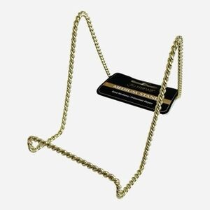 TRIPAR Gold Twisted Wire Display Easel Stand Plate Photo Holder Medium Set of 2